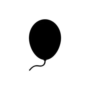 Black and white vector illustration of a simple balloon with a string, depi.. Stock Illustration