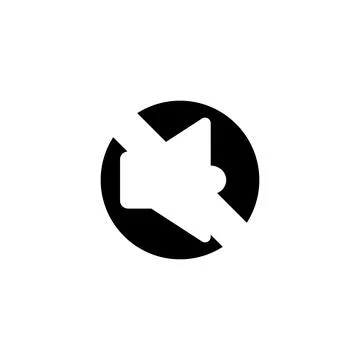 Black and white vector illustration of a no sound sign, depicted as a solid.. イラスト素材