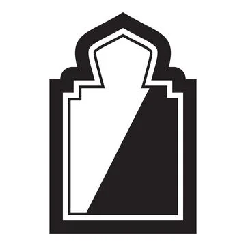 Black and white vector illustration representing a traditional islamic arch,  Illustrazione stock