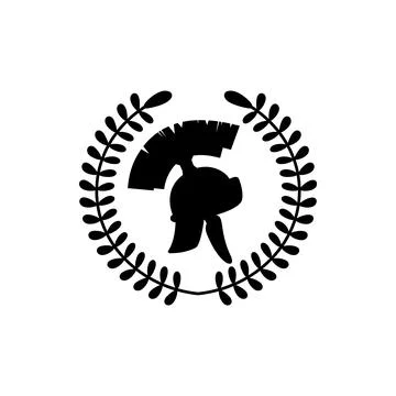 A black and white vector illustration of a Spartan or Greek warrior helmet .. Stock Illustration