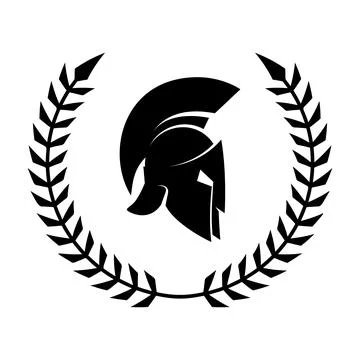 A black and white vector illustration of a Spartan or Greek warrior helmet .. Stock Illustration