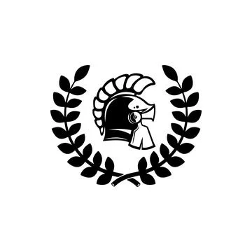 A black and white vector illustration of a Spartan or Greek warrior helmet .. Stock Illustration