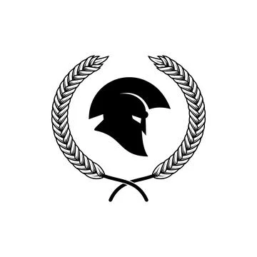 A black and white vector illustration of a Spartan or Greek warrior helmet .. Stock Illustration