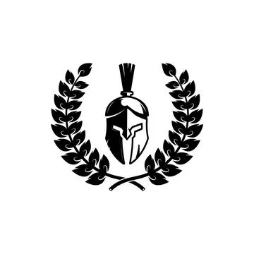 A black and white vector illustration of a Spartan or Greek warrior helmet .. Stock Illustration