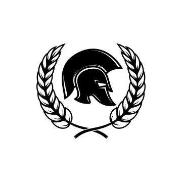 A black and white vector illustration of a Spartan or Greek warrior helmet .. Stock Illustration