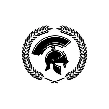 A black and white vector illustration of a Spartan or Greek warrior helmet .. Stock Illustration