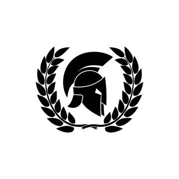 A black and white vector illustration of a Spartan or Greek warrior helmet .. Stock Illustration