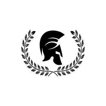A black and white vector illustration of a Spartan or Greek warrior helmet .. Stock Illustration