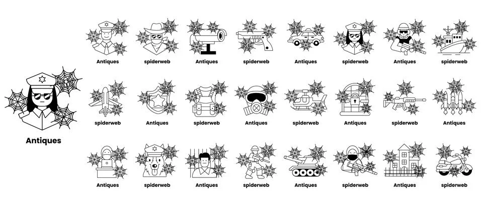 Black and white vector illustrations of Antigua イラスト素材