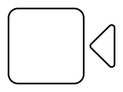 Black and white vector image of a camera icon featuring a rounded rectangular Illustrazione stock