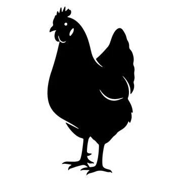 Black and white vector image of a standing hen silhouette Stock Illustration