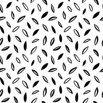 Black and white vector leaves seamless pattern. Stock Illustration