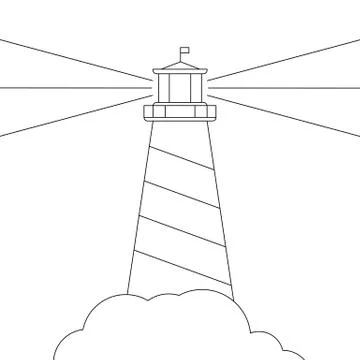 Black and white vector lighthouse, isolated on white Illustrazione stock