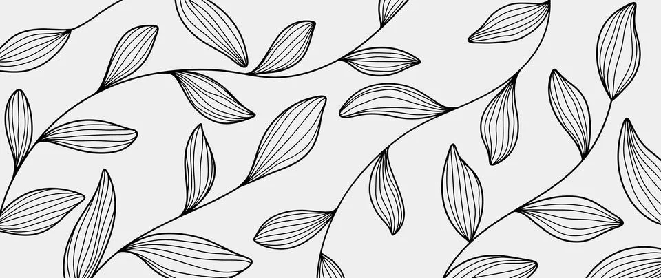 Black and white vector minimalistic illustration with stylish branches Stock Illustration