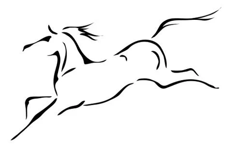 Black and white vector outlines of horse Stock Illustration