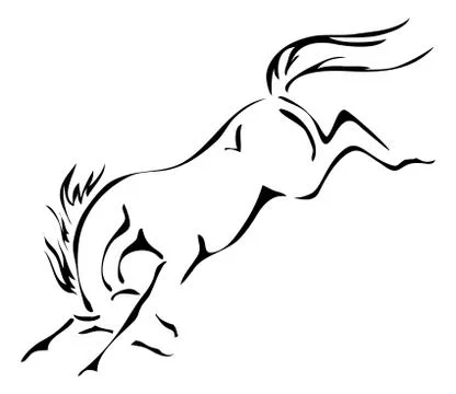 Black and white vector outlines of bucking horse Stock Illustration
