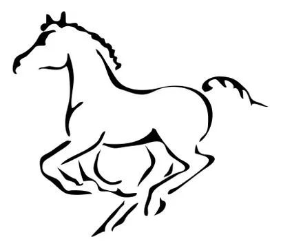 Black and white vector outlines of galloping foal Stock Illustration