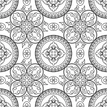 Black and white vector seamless pattern background. Stock Illustration
