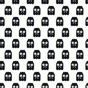 Black and white vector seamless pattern cute octopus Doodle Stock Illustration