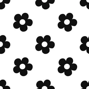 Black and white vector seamless flower pattern Stock Illustration