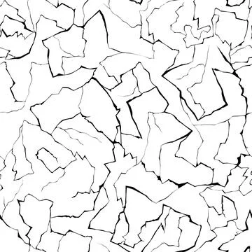 Black and white vector seamless texture of cracks or faults.Seamless pattern of Stock Illustration