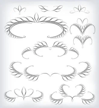 Black and white vector set a lot of patterns and page decoration. EPS10 vector Stock Illustration