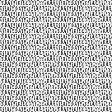 Black and white vector simple seamless wavy line pattern Stock Illustration