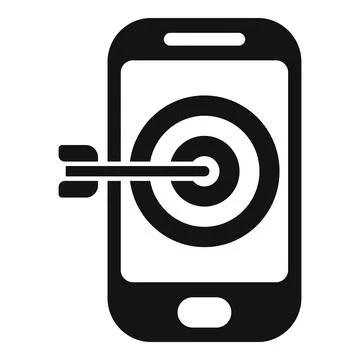 Black and white vector of a smartphone with a dartboard on the screen Stockillustratie