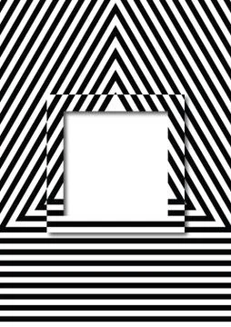 Black and white vector stripes pattern background with square Stock Illustration