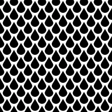 Black and white vector water drops seamless pattern Stock Illustration