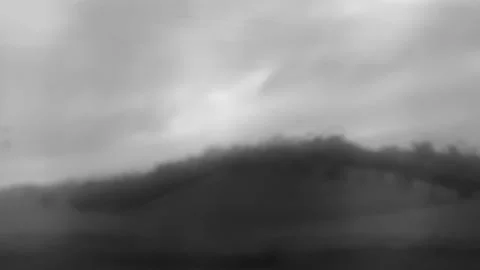 Black and White Vehicle Window Landscape with Dark Atmospheric Mood Stock Footage 339095788