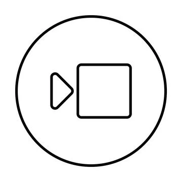Black and White Video Camera Symbol Encircled in Transparent Background Stock Illustration