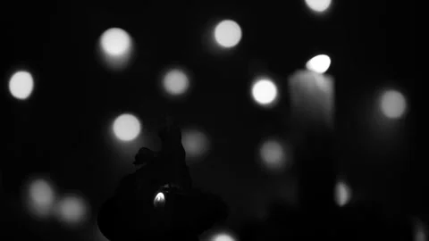 Black and white view burning candle, cinematic romance, relaxation Stock-Footage 299787904