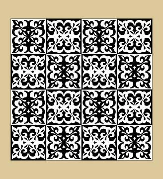 Black and white vintage pattern, fine geometric motifs, checkerboard design Stock Illustration