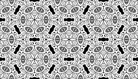 Black and white vintage seamless pattern. Floral ornamental monochrome dama.. Stock-Illustration