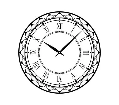 Black and white vintage vector clock face 스톡 일러스트