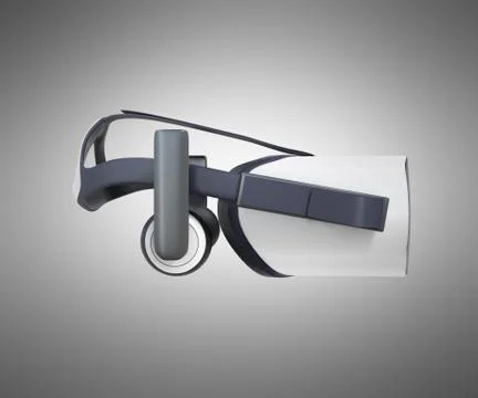 Black and White VR Virtual Reality Headset on grey Background 3D Illustration Stock Illustration