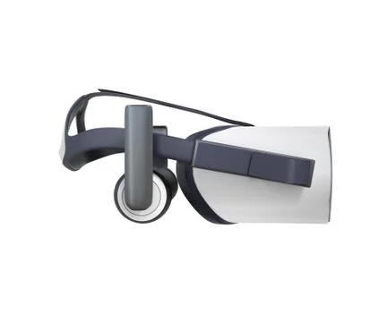 Black and White VR Virtual Reality Headset Isolated on White Background 3D Il Stock Illustration