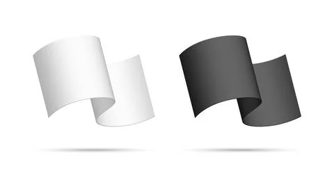 Black and white wave flags mockup Stock Illustration