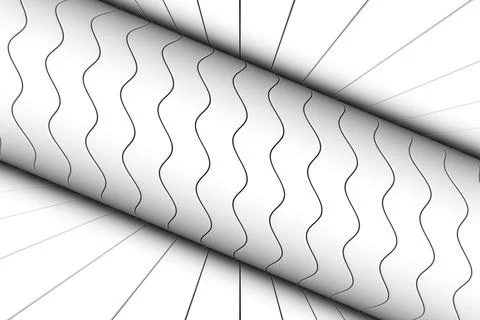 Black and white waves abstract background 3D render illustration Stock Illustration