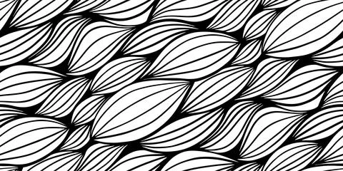 Black and white waves seamless pattern for fabric textile design, pillow or.. Stock Illustration