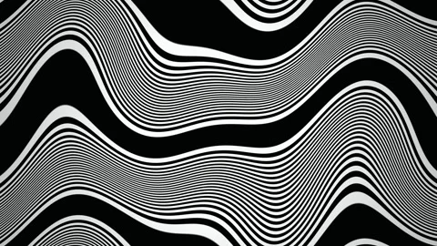 Black and white wavy lines create a hypnotic optical art illusion Stock Footage 342211872