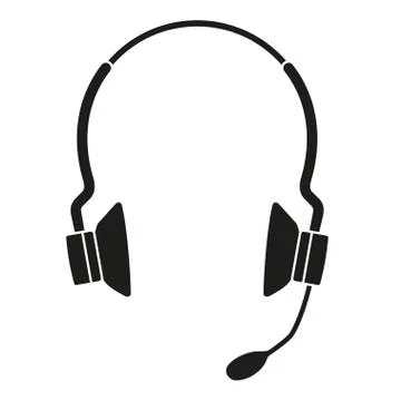 Black and white wireless headset silhouette Stock Illustration