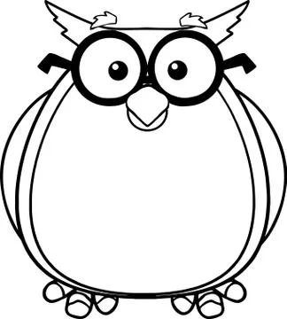 Black And White Wise Owl Teacher Cartoon Character With Glasses 스톡 일러스트