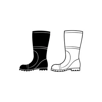 Black and white work boots. Vector icon design. Stock Illustration