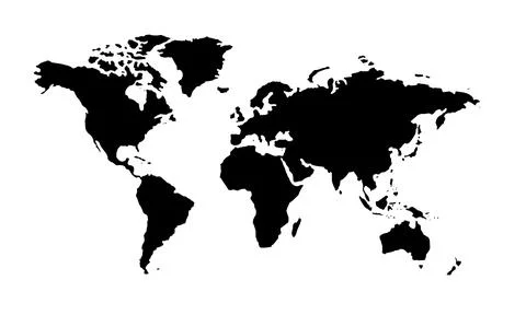 Black and white world map Stock Illustration