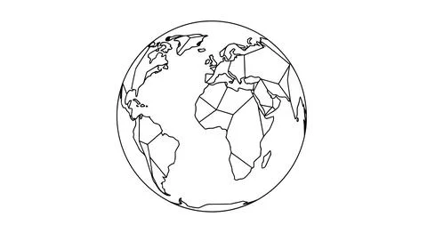 Black and white world map globe illustration Stock Illustration