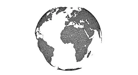 Black and white world map illustration Stock Illustration