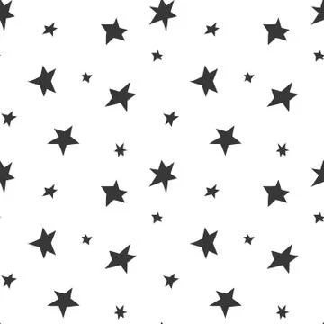 Black and white wrapping paper. Vector seamless geometric pattern with stars. Illustration