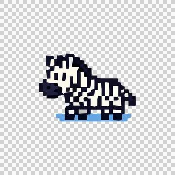 Black And White Zebra Pixel Art Design Vector 스톡 일러스트